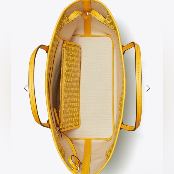 SOLD⛔️Authentic TORY BURCH LOGO coated canvas/leather zip top tote w wristlet - Picture 16 of 16